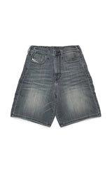 Shorts denim grigio effetto washed