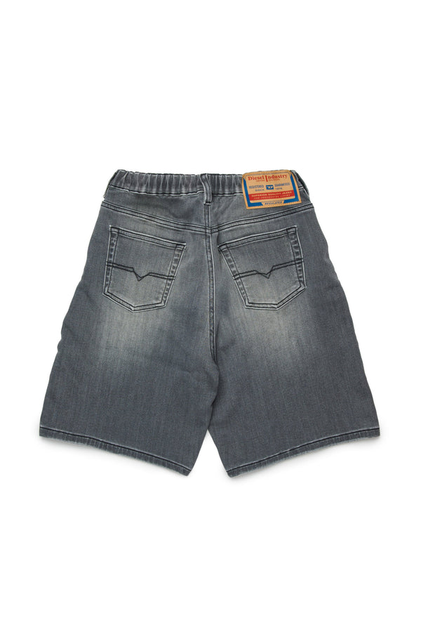 Shorts denim grigio effetto washed
