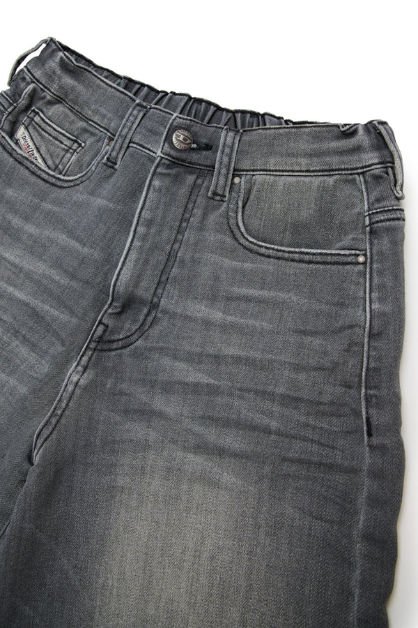 Shorts denim grigio effetto washed
