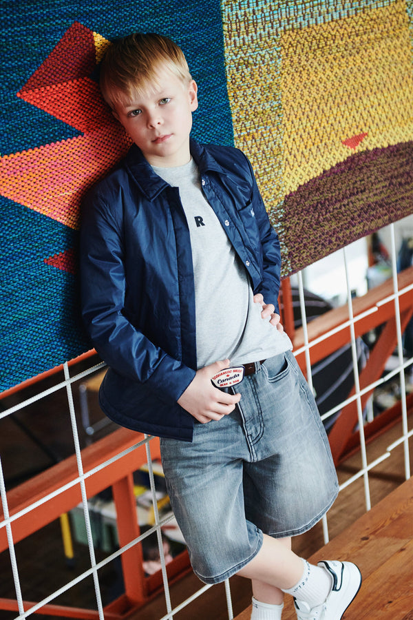 Shorts denim grigio effetto washed
