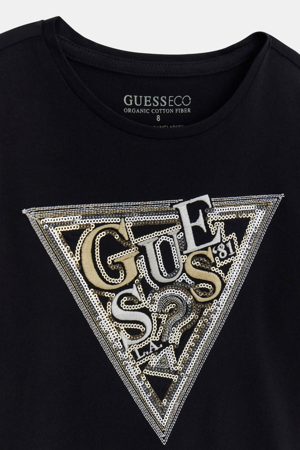 T-shirt logo con paillettes