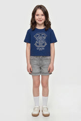 T-shirt con logo in strass