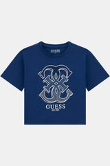 T-shirt con logo in strass