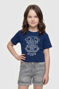 T-shirt con logo in strass