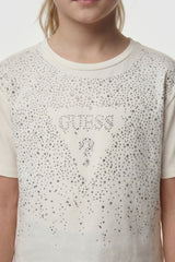 Maglietta con logo in strass