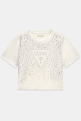 Maglietta con logo in strass
