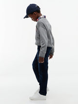 Jeans straight fit con bandierina ricamata