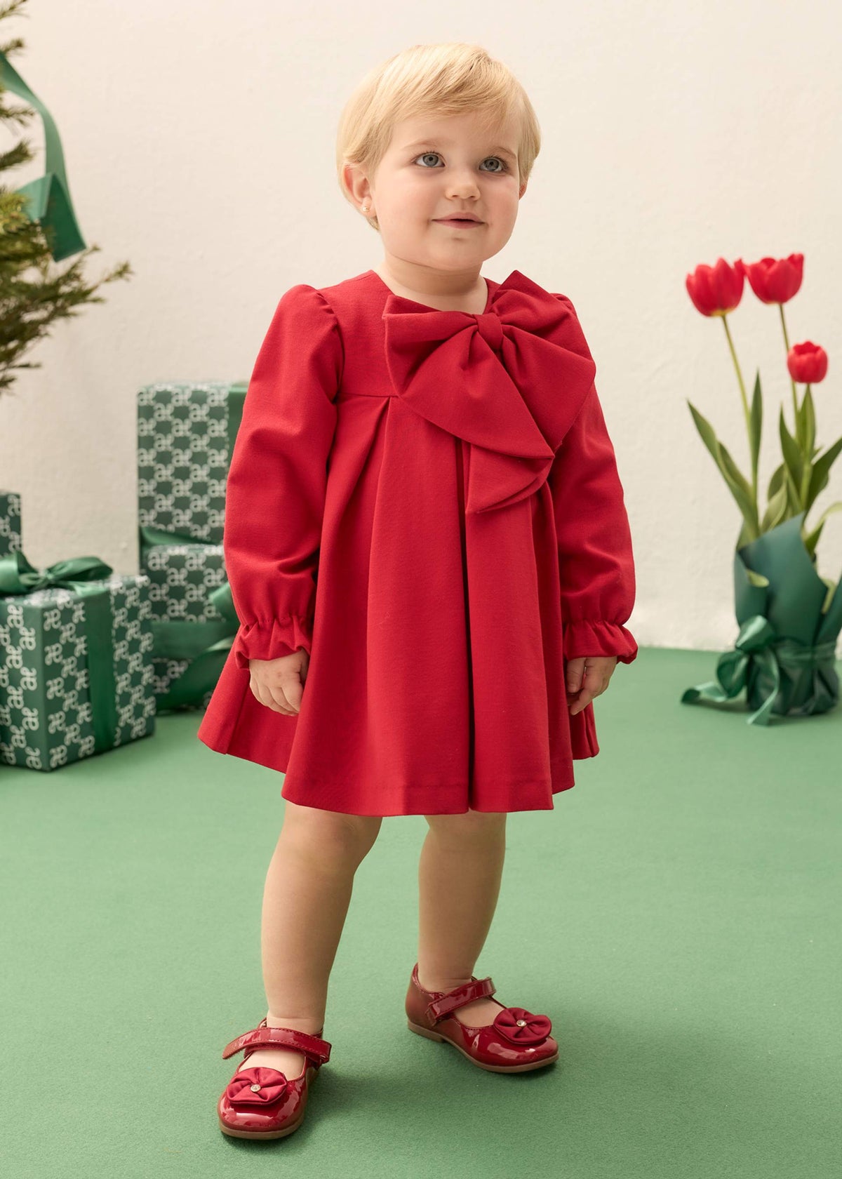 Abito Fiocco Neonata - Rosso