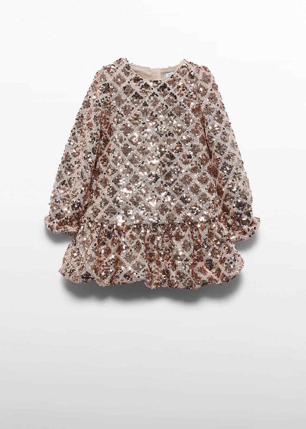 Abito Lustrini Rombi Bambina - Champagne