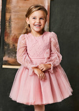 Abito Tulle Ricamo Bambina - Rosa