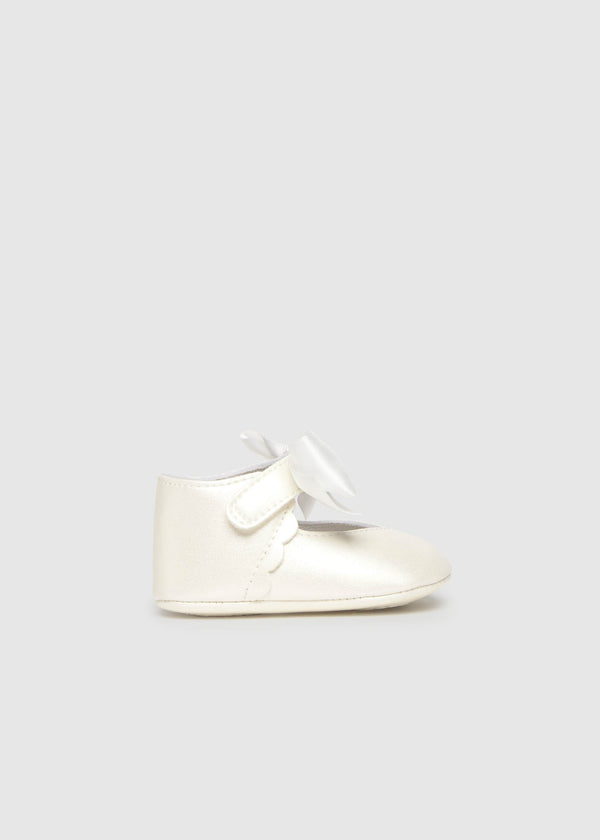 Ballerine cerimonia fiocco neonata - Bianco