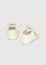 Ballerine cerimonia fiocco neonata - Ecru