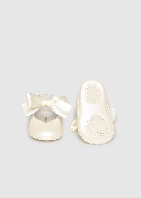 Ballerine cerimonia fiocco neonata - Ecru