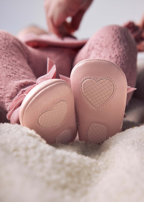 Ballerine fiocco neonata - Rose