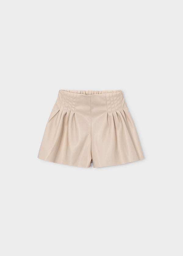 Bermuda similpelle bambina - Biscotto