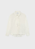 Blusa con cravatta ragazza - Panna
