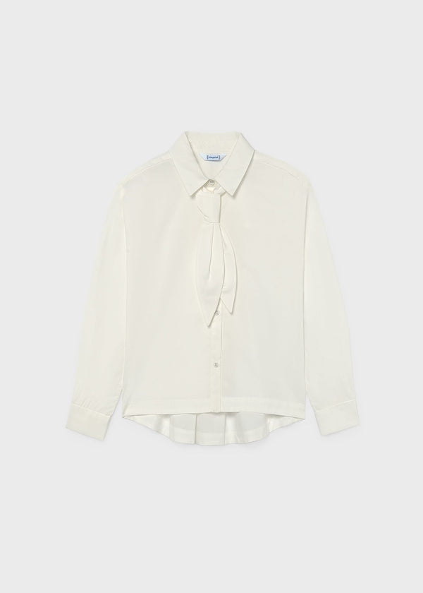 Blusa con cravatta ragazza - Panna