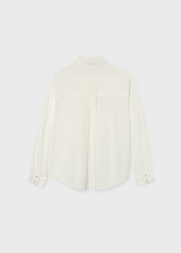Blusa con cravatta ragazza - Panna