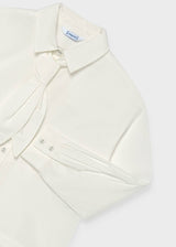 Blusa con cravatta ragazza - Panna