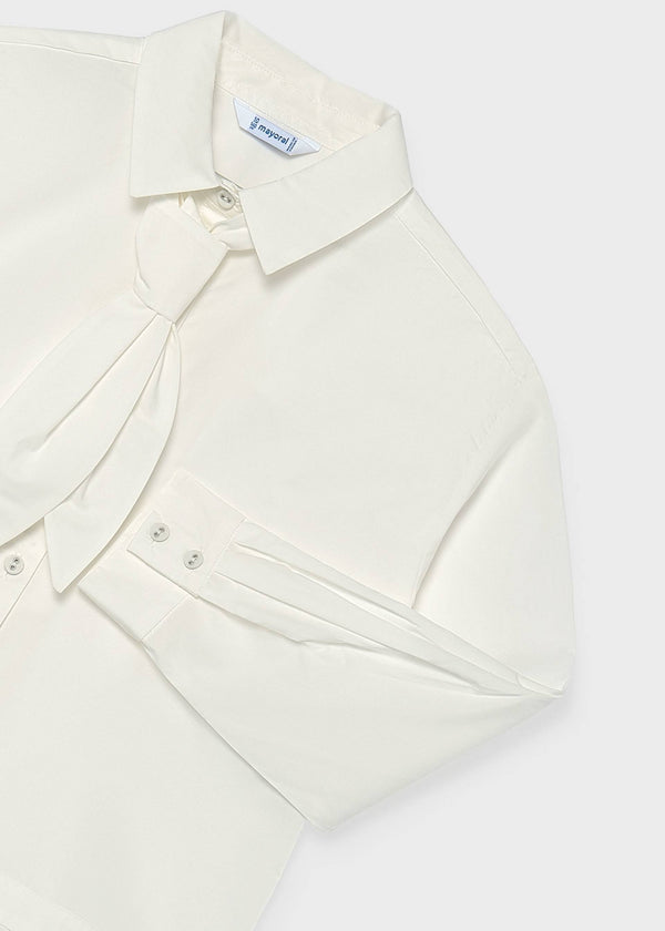 Blusa con cravatta ragazza - Panna
