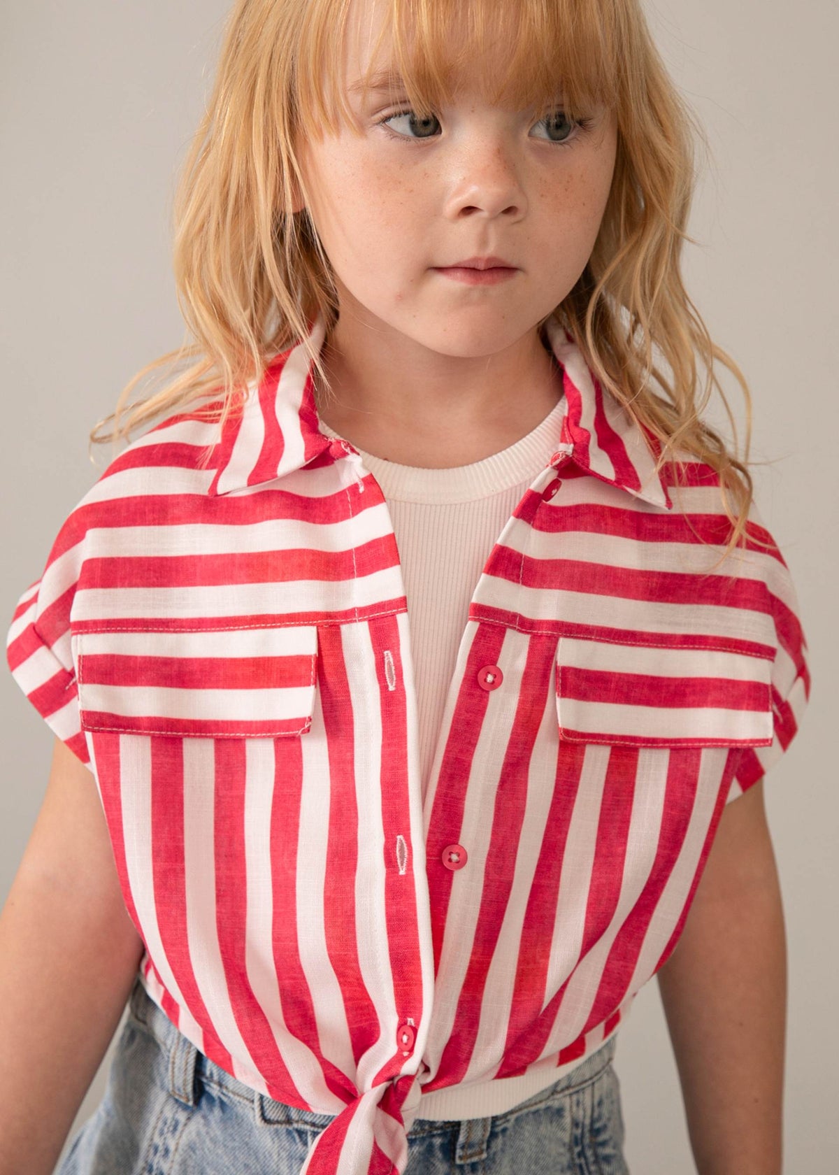Blusa stampata con top bambina