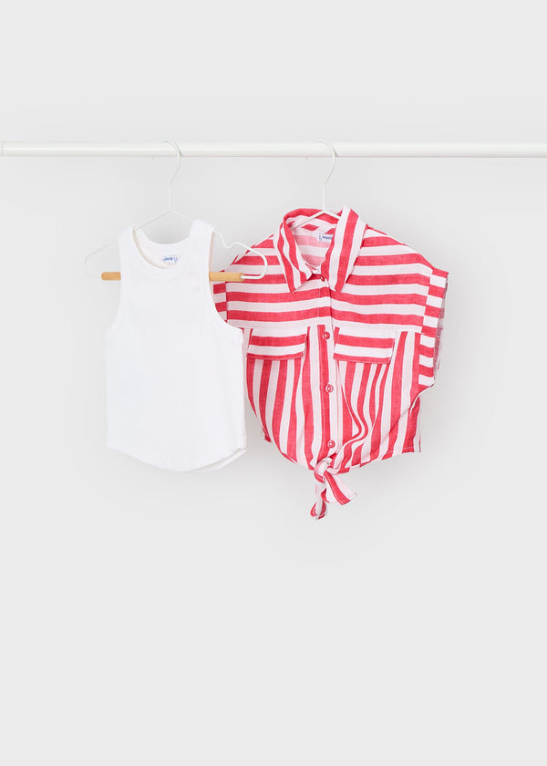 Blusa stampata con top bambina