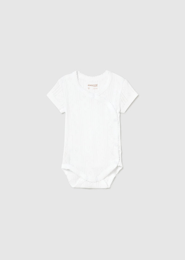 Body manica corta traforato neonata - Bianco
