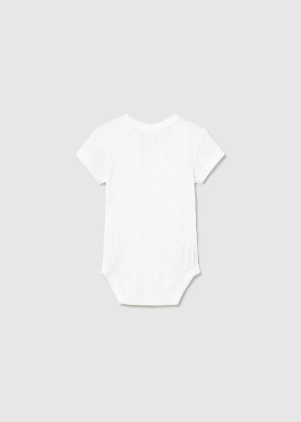 Body manica corta traforato neonata - Bianco