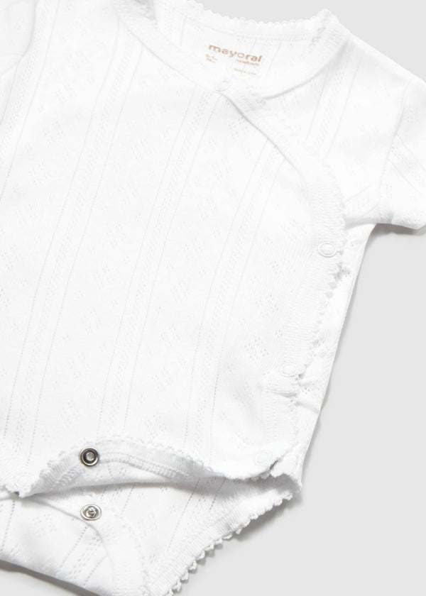 Body manica corta traforato neonata - Bianco