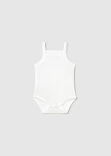 Body traforato con bretelle neonata - Bianco