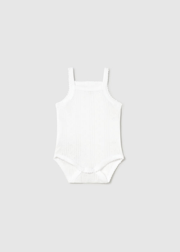 Body traforato con bretelle neonata - Bianco