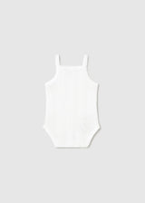 Body traforato con bretelle neonata - Bianco