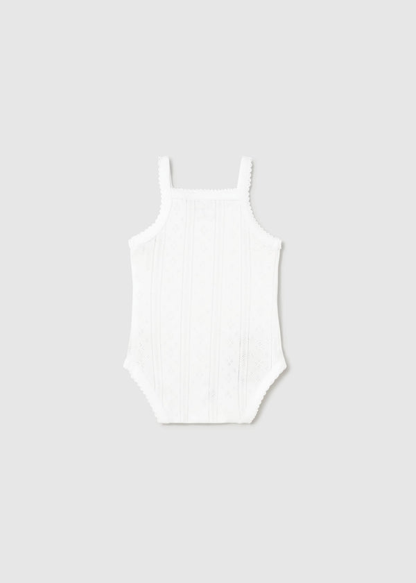 Body traforato con bretelle neonata - Bianco