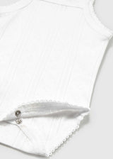 Body traforato con bretelle neonata - Bianco