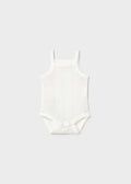 Body traforato con bretelle neonata - Ecru