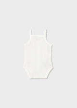 Body traforato con bretelle neonata - Ecru