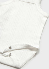 Body traforato con bretelle neonata - Ecru