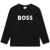BOSS Kids Maglia a maniche lunghe in cotone con logo - Nero
