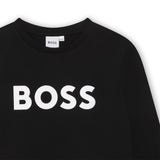 BOSS Kids Maglia a maniche lunghe in cotone con logo - Nero