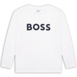 BOSS Kids Maglia a maniche lunghe in cotone con logo - Bianco