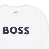 BOSS Kids Maglia a maniche lunghe in cotone con logo - Bianco