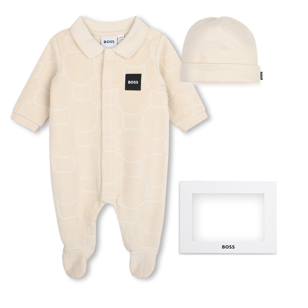 BOSS Kids Set pigiama in velour e cappellino - Nuovo beige