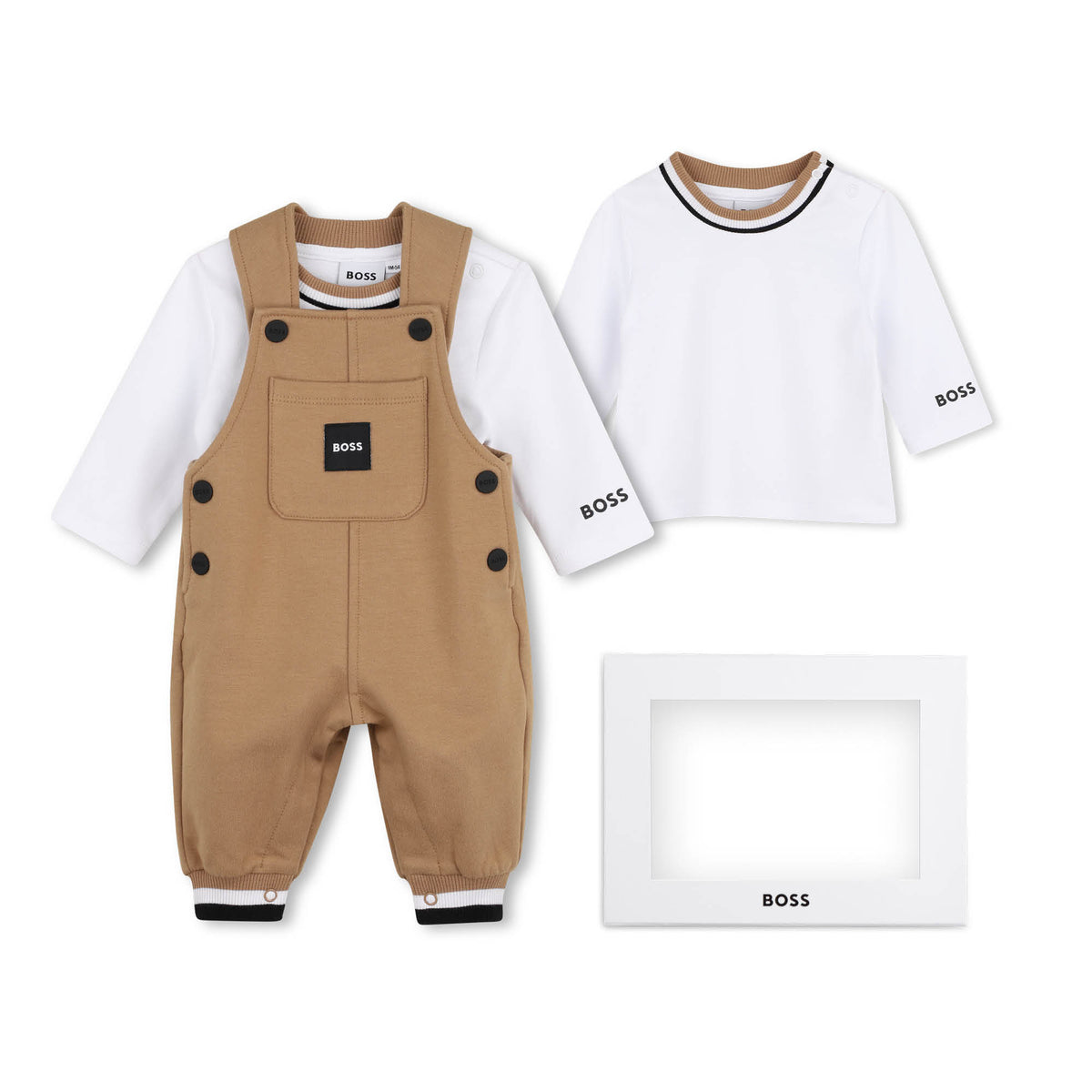 BOSS Kids Set salopette e t-shirt in cotone biologico - Biscotto