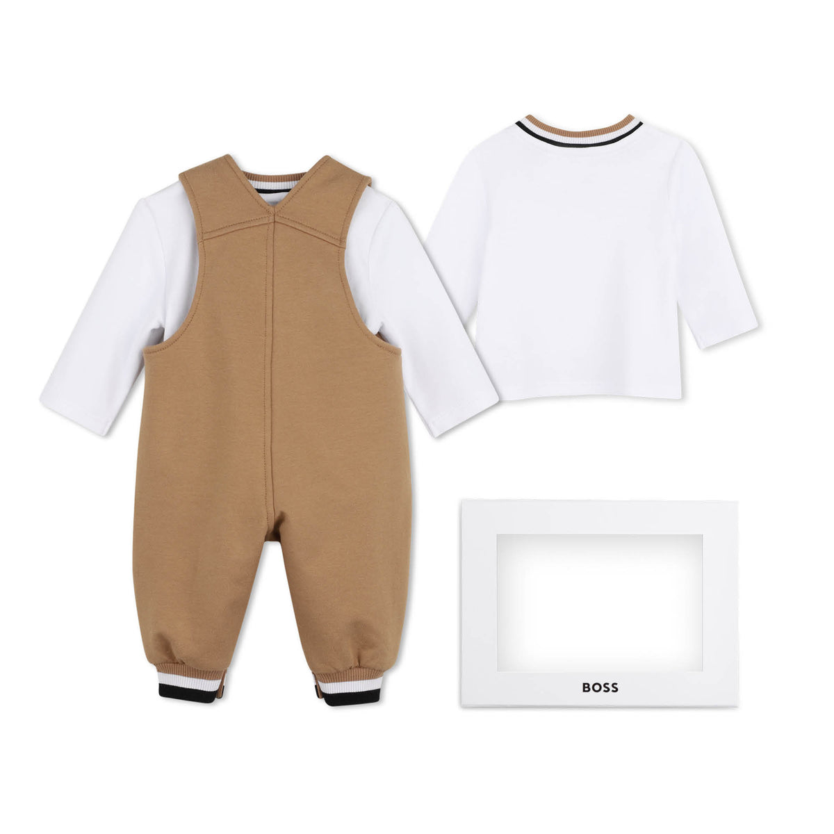 BOSS Kids Set salopette e t-shirt in cotone biologico - Biscotto