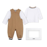 BOSS Kids Set salopette e t-shirt in cotone biologico - Biscotto