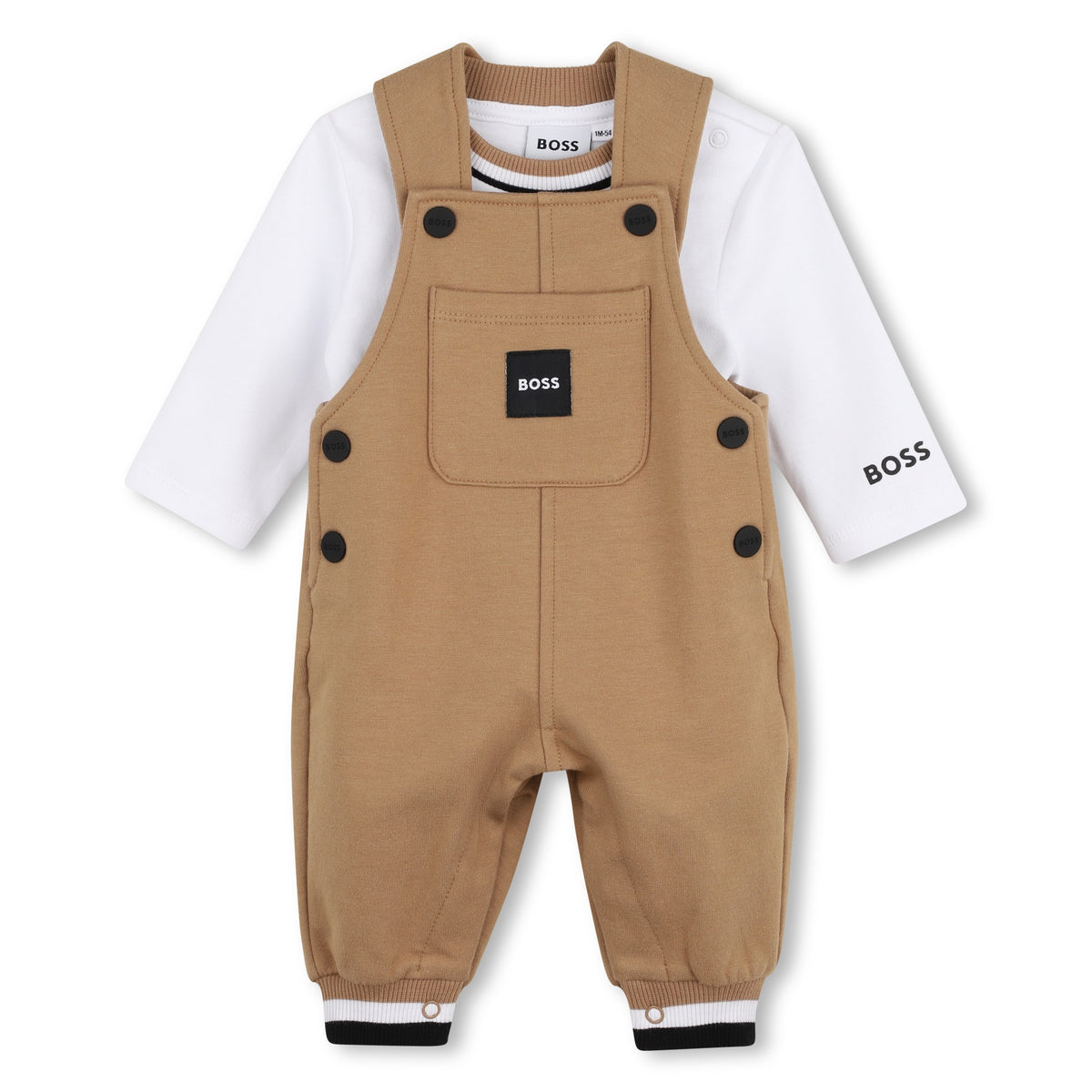 BOSS Kids Set salopette e t-shirt in cotone biologico - Biscotto