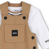 BOSS Kids Set salopette e t-shirt in cotone biologico - Biscotto