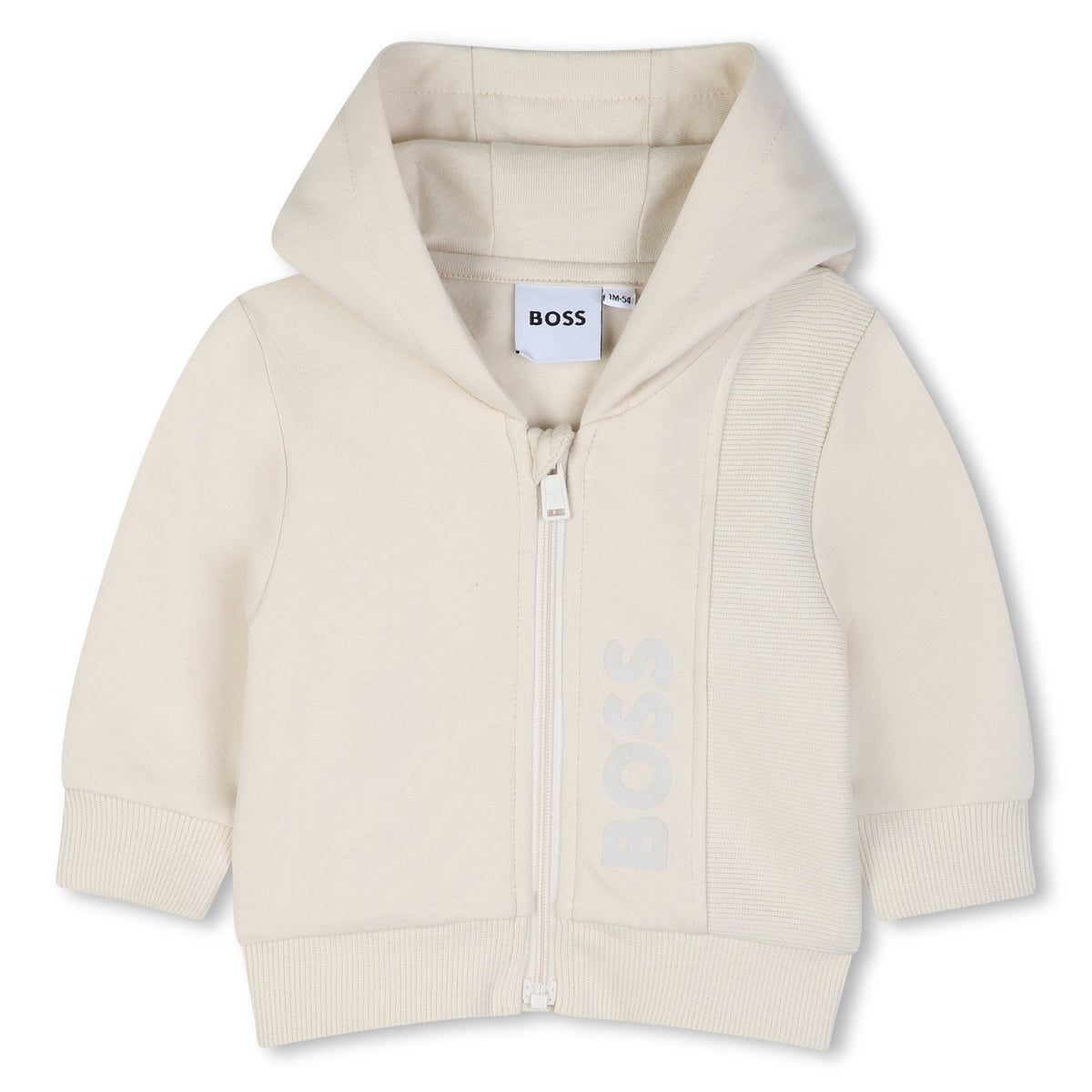 BOSS Kids Set cardigan con cappuccio, pantaloni e t-shirt in cotone biologico - Nuovo beige
