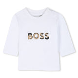 BOSS Kids Set cardigan, pantaloni e maglia in cotone biologico - Biscotto
