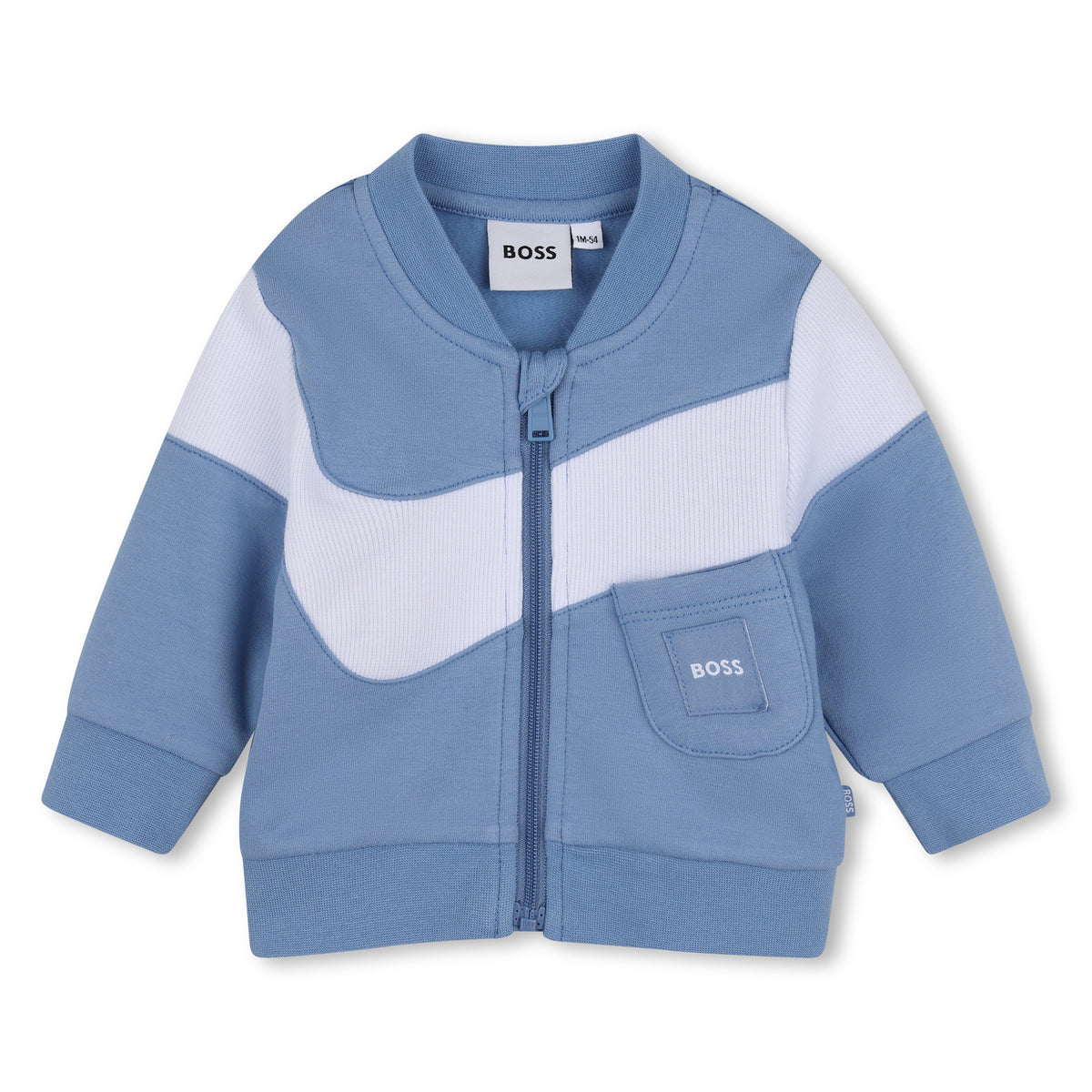 BOSS Kids Set cardigan con zip, pantaloni e maglia in cotone biologico - Ashleigh blue